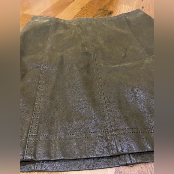 Free People Olive Modern Femme Vegan Leather Mini Skirt - Picture 3 of 7